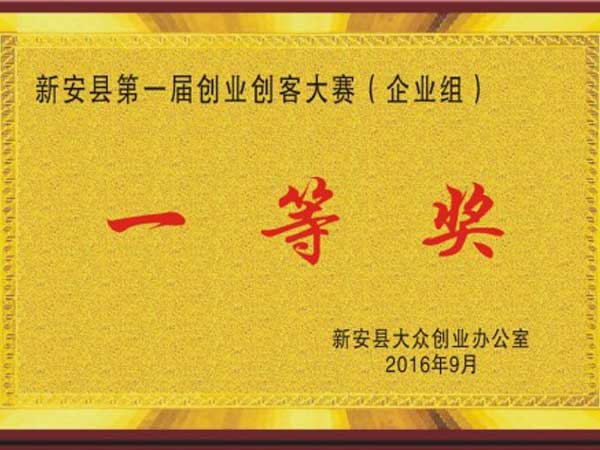 
                                企業(yè)獲得新安縣第一屆創(chuàng)業(yè)創(chuàng)客大賽第一名！
                            